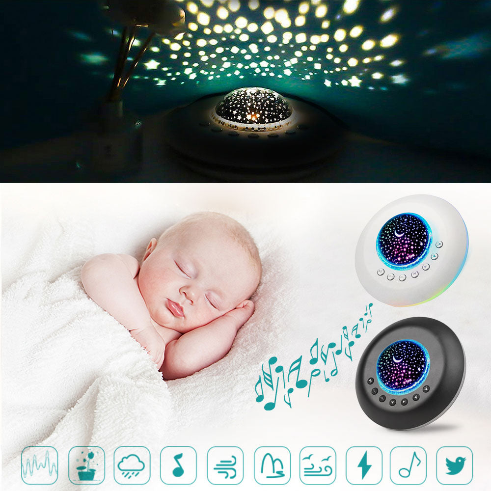 OBERLO | Baby Sleeping White Noise Machine USB Powered Timed Sleep Sound Machine with Star Projector Night Light 3 In 1 Multifunctional