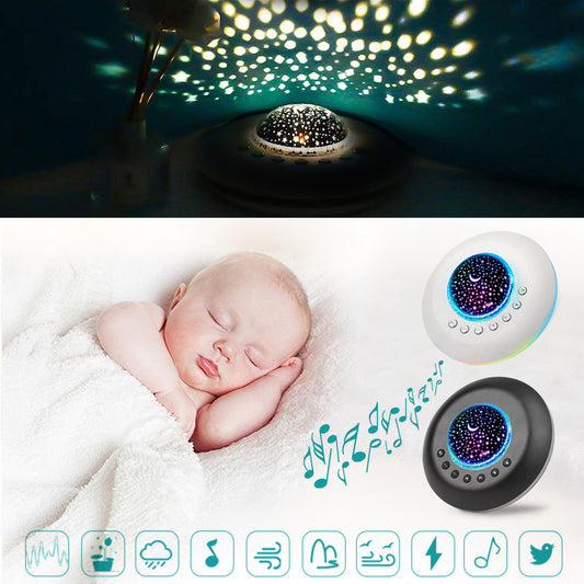 OBERLO | Baby Sleeping White Noise Machine USB Powered Timed Sleep Sound Machine with Star Projector Night Light 3 In 1 Multifunctional